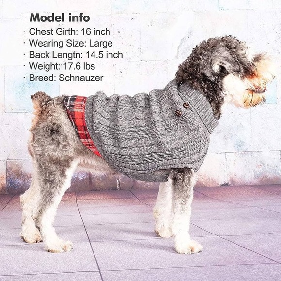 Kyeese Gray Dog Sweater 2XL * Cozy Knitted Attire with Leash Hole - Picture 5 of 7